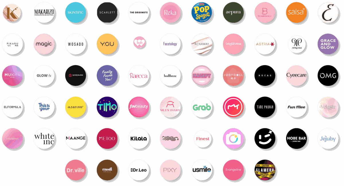 62 brand partner AHA Agency, antara lain OMG Beauty, Azarine, Judydoll, TIMO, Grab, Meitu, Fun Mee, White Inc, Metoo, Kilala, Makarizo, dan Skintific